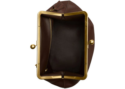 Coach Large Kisslock Frame Bag Brass/Dark Brown