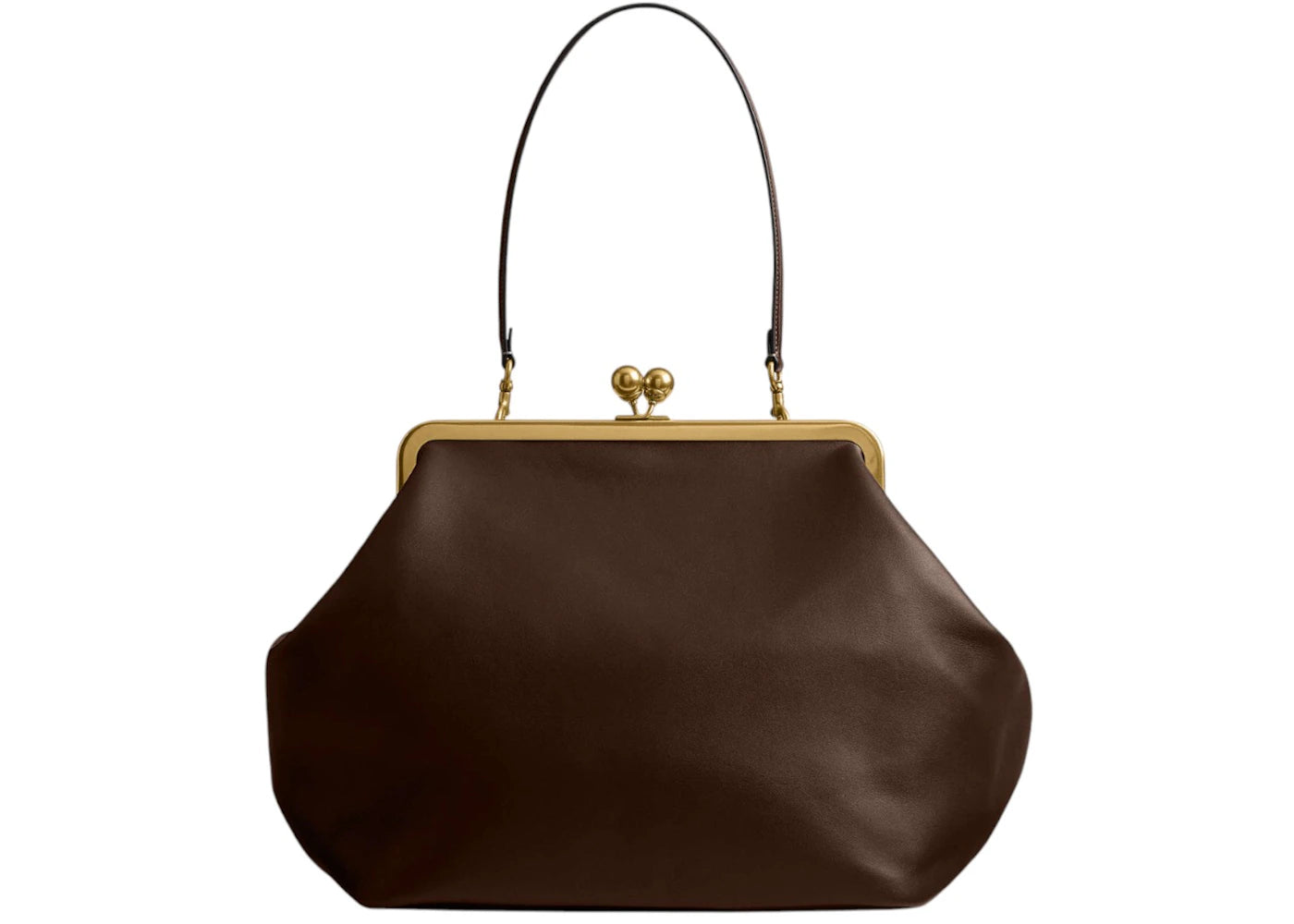 Coach Large Kisslock Frame Bag Brass/Dark Brown
