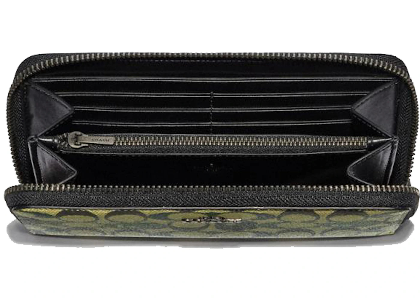 Coach X Bape Accordion Zip Wallet Signature Canvas With Ape Head Black Copper/Camo Multi