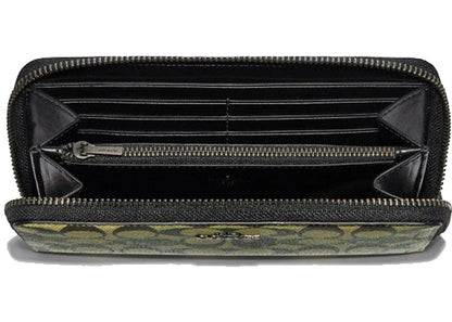 Coach X Bape Accordion Zip Wallet Signature Canvas With Ape Head Black Copper/Camo Multi
