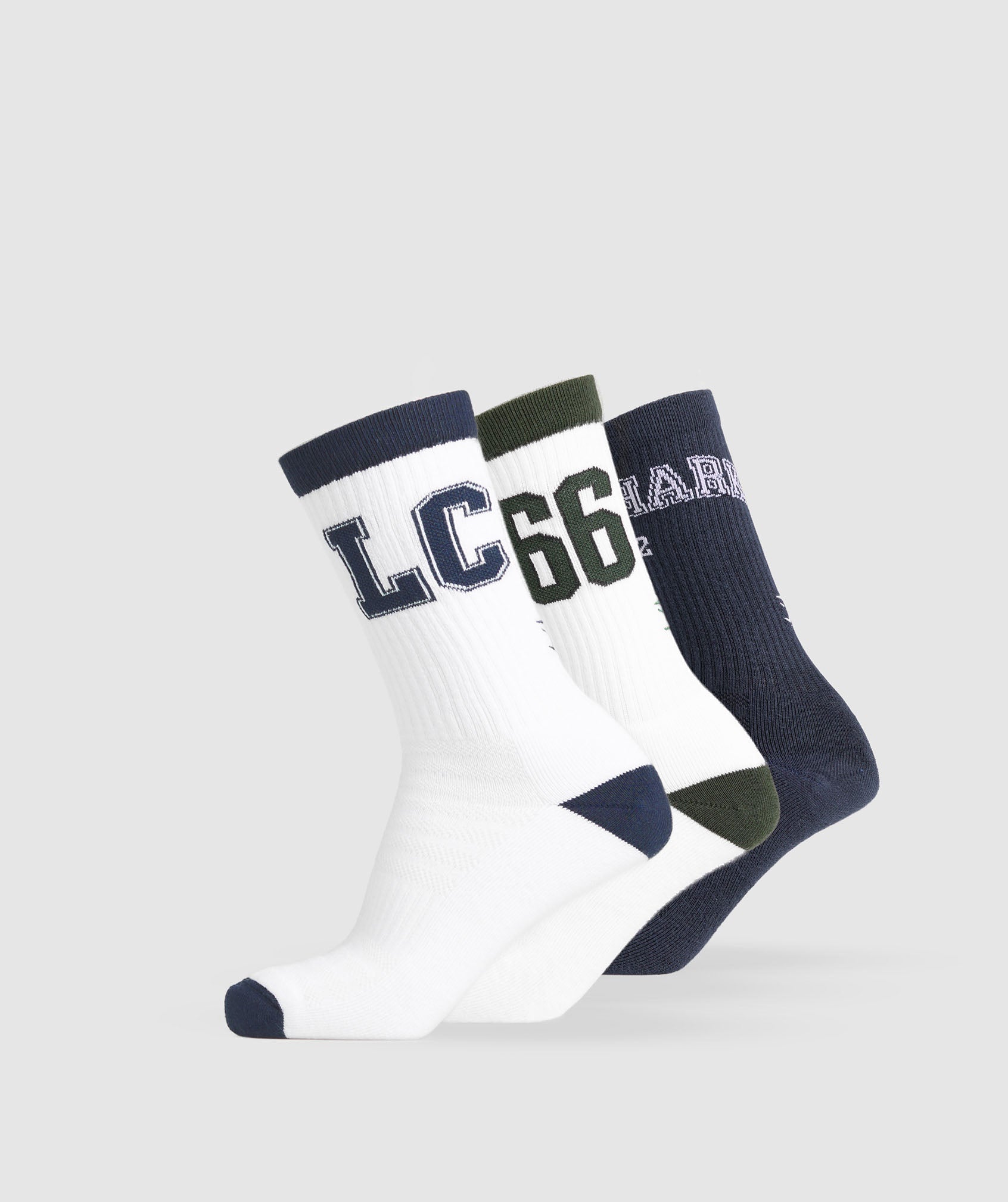 Women's Gymshark Collegiate Crew Socks 3Pk White