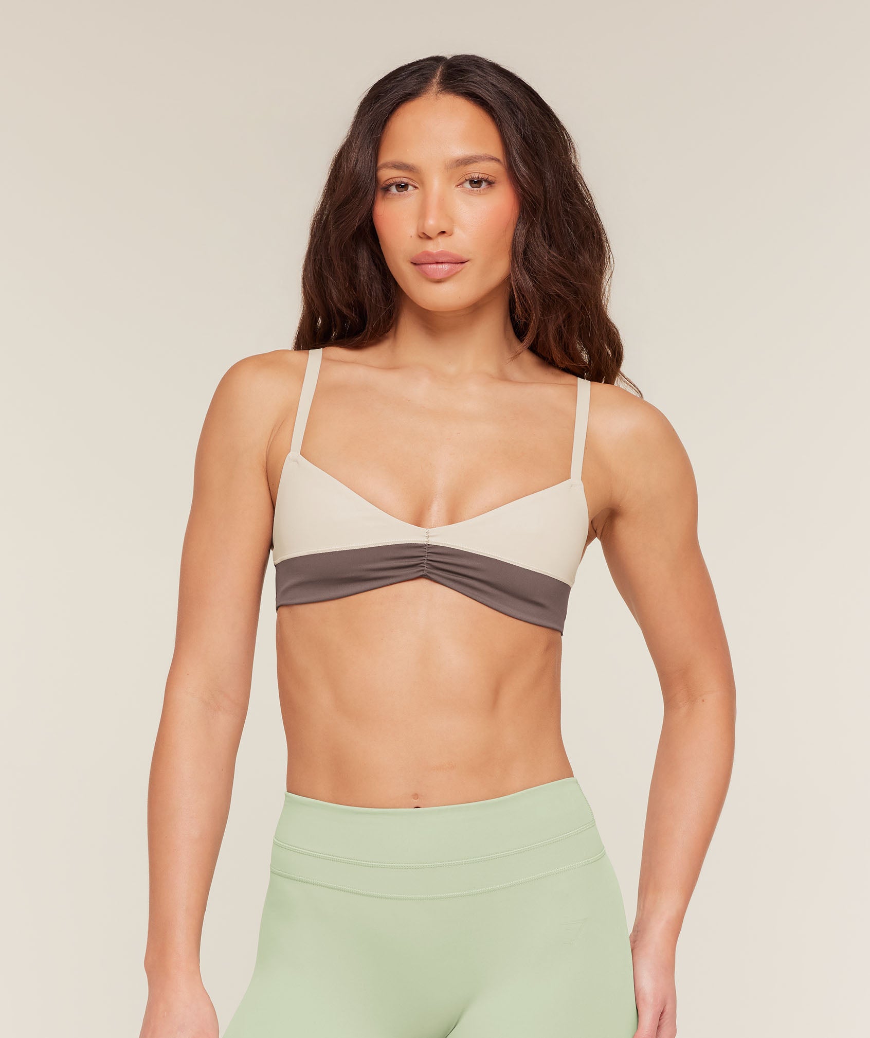 Women's Gymshark Colour Block Sports Bra Cool Brown
