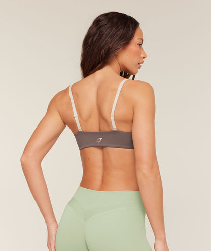 Women's Gymshark Colour Block Sports Bra Cool Brown