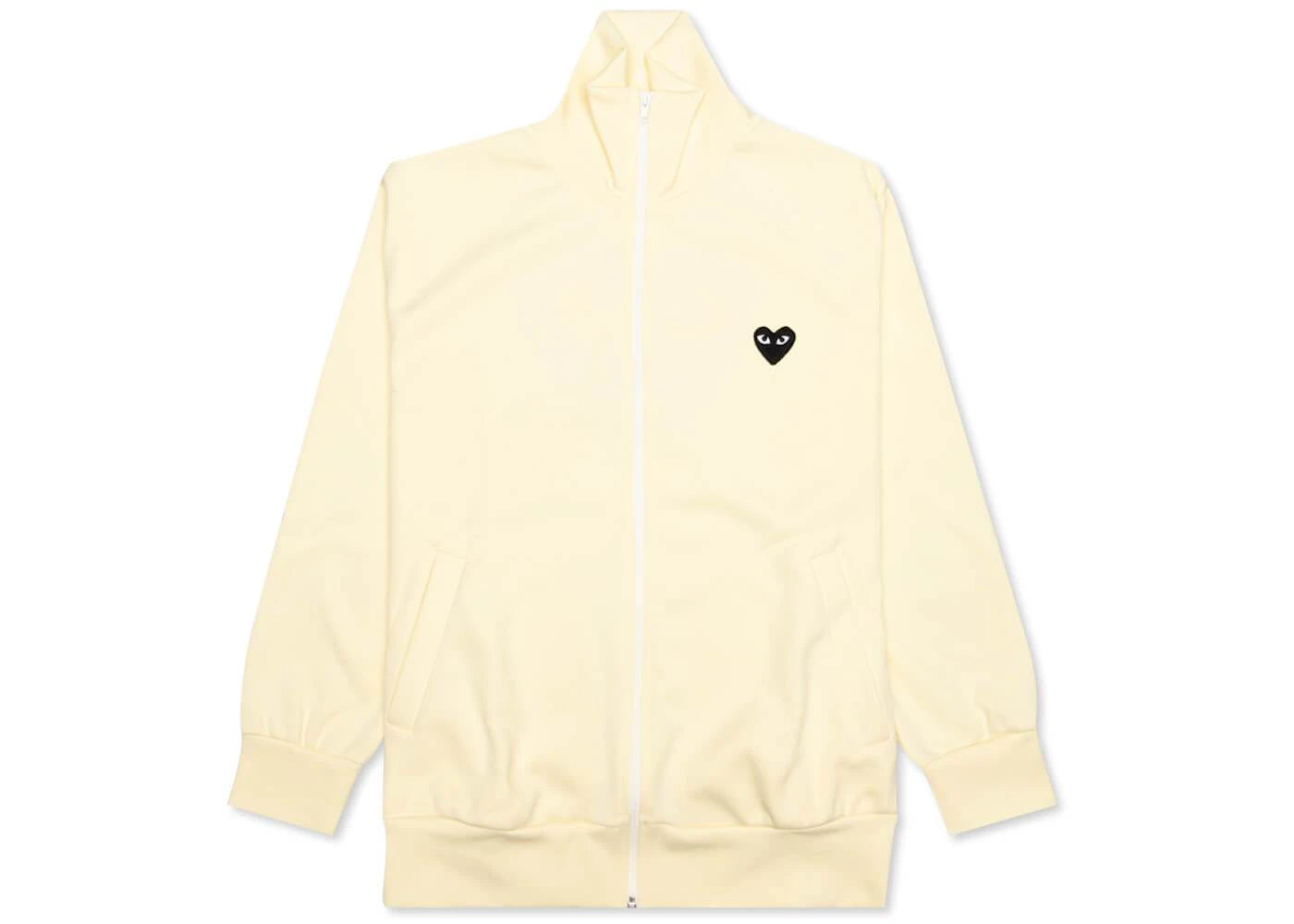 comme des garcons play big black heart zip up sweatshirt ivory