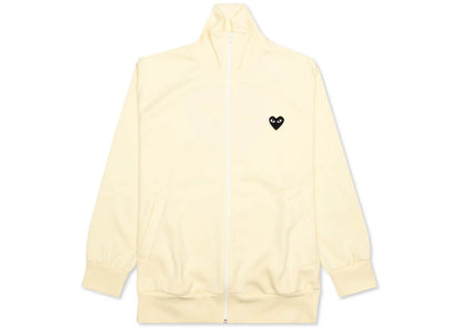 comme des garcons play big black heart zip up sweatshirt ivory