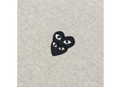comme des garcons play black stacked heart zip up hoodie grey