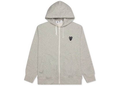comme des garcons play black stacked heart zip up hoodie grey