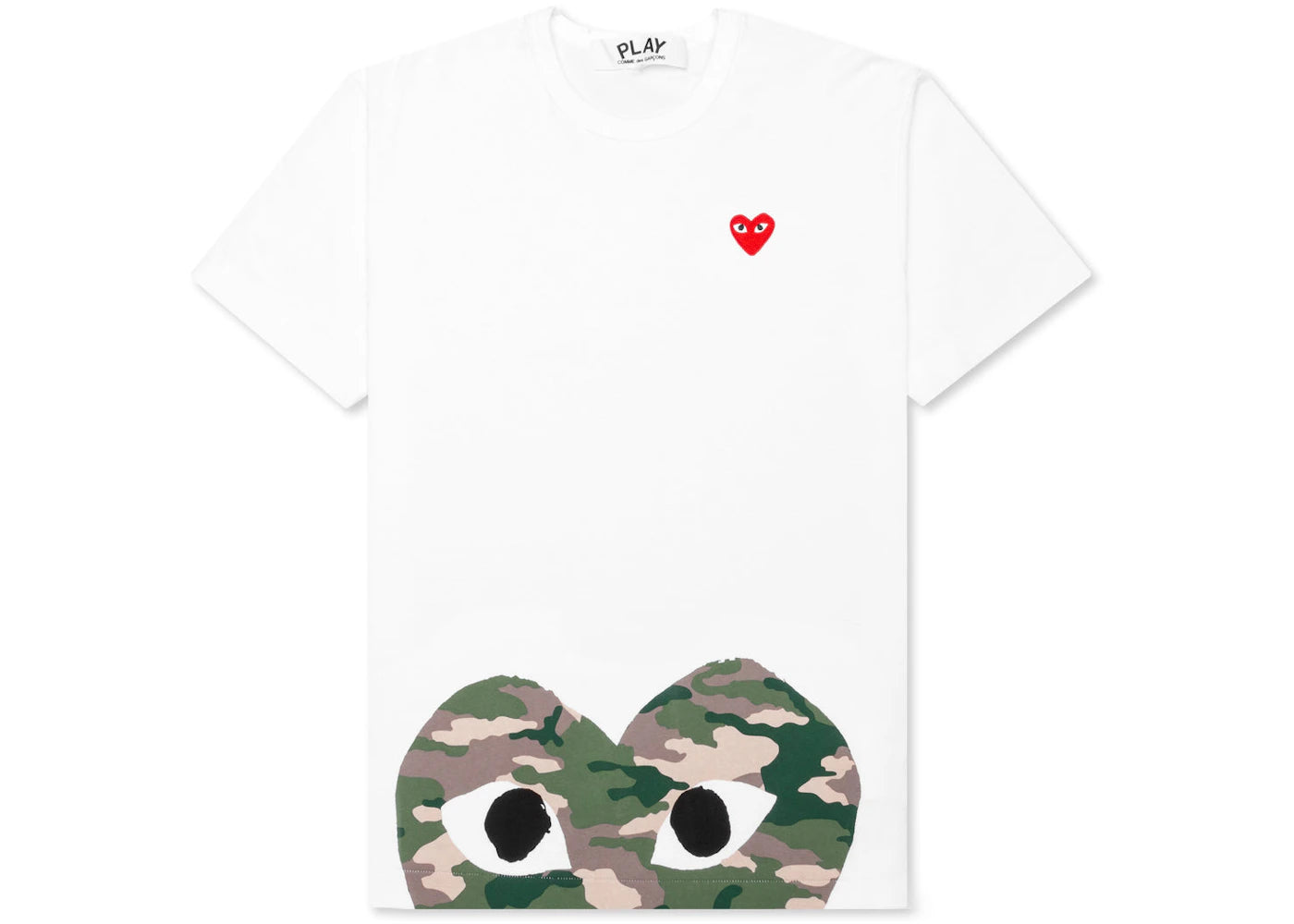 comme des garcons play camouflage edge heart t-shirt white