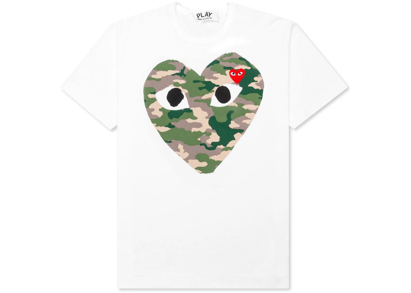 comme des garcons play camouflage heart t-shirt white