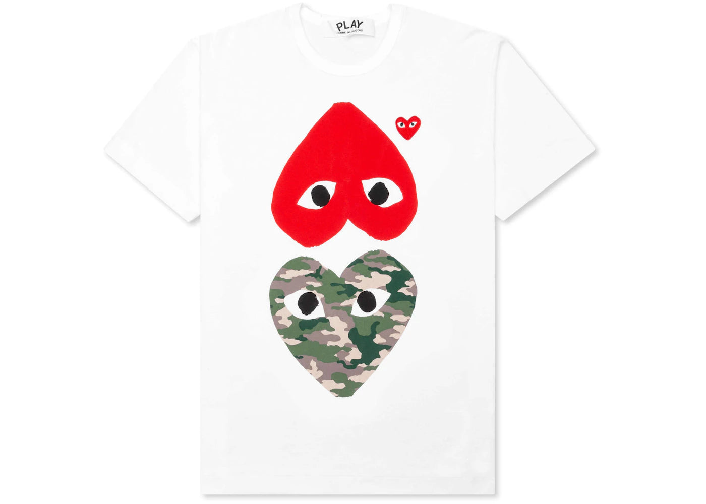 comme des garcons play camouflage mirror heart t-shirt white