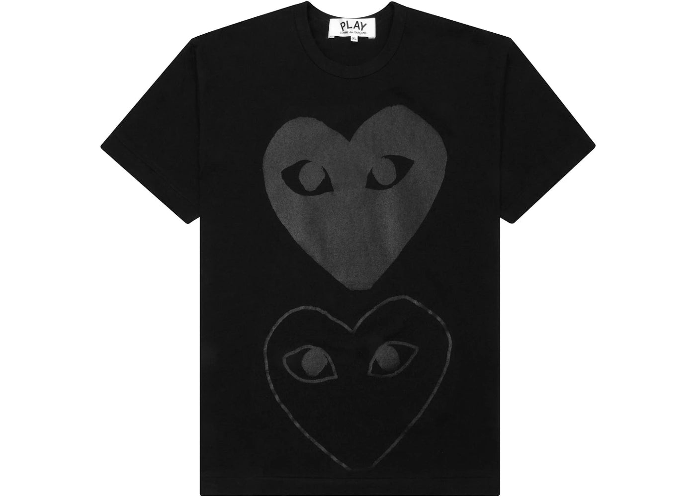 comme des garcons play double black hearts t-shirt black
