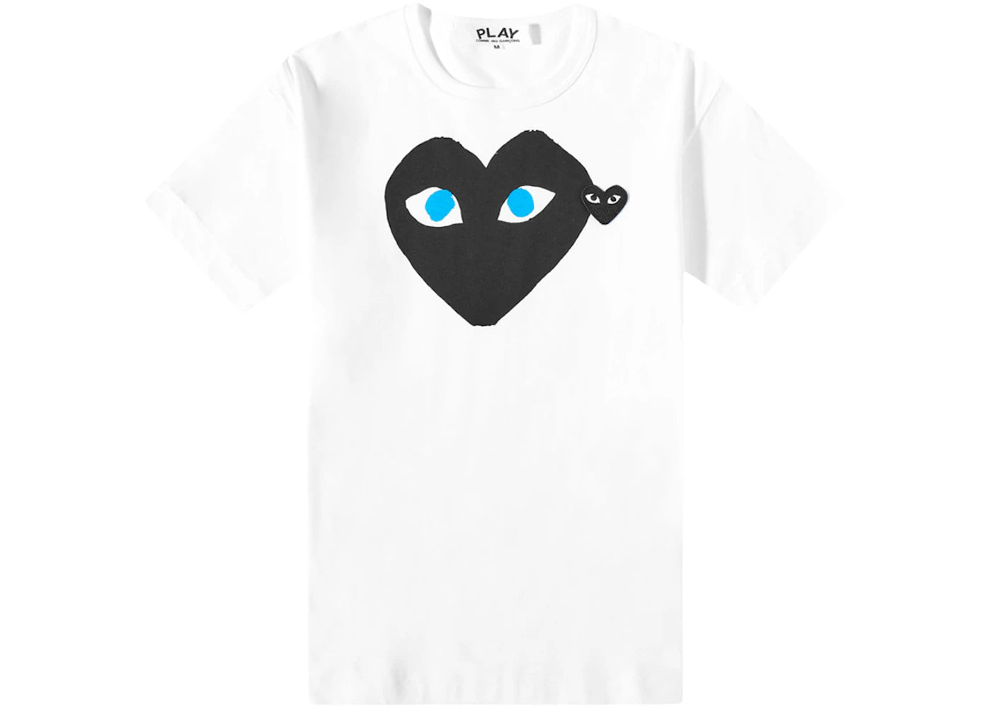 comme des garcons play play double heart logo tee white/black