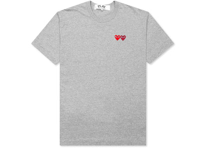 comme des garcons play double hearts t-shirt grey