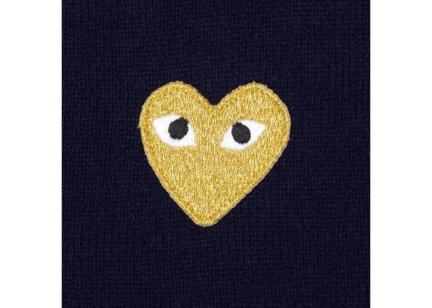 comme des garcons play gold heart v neck sweater navy
