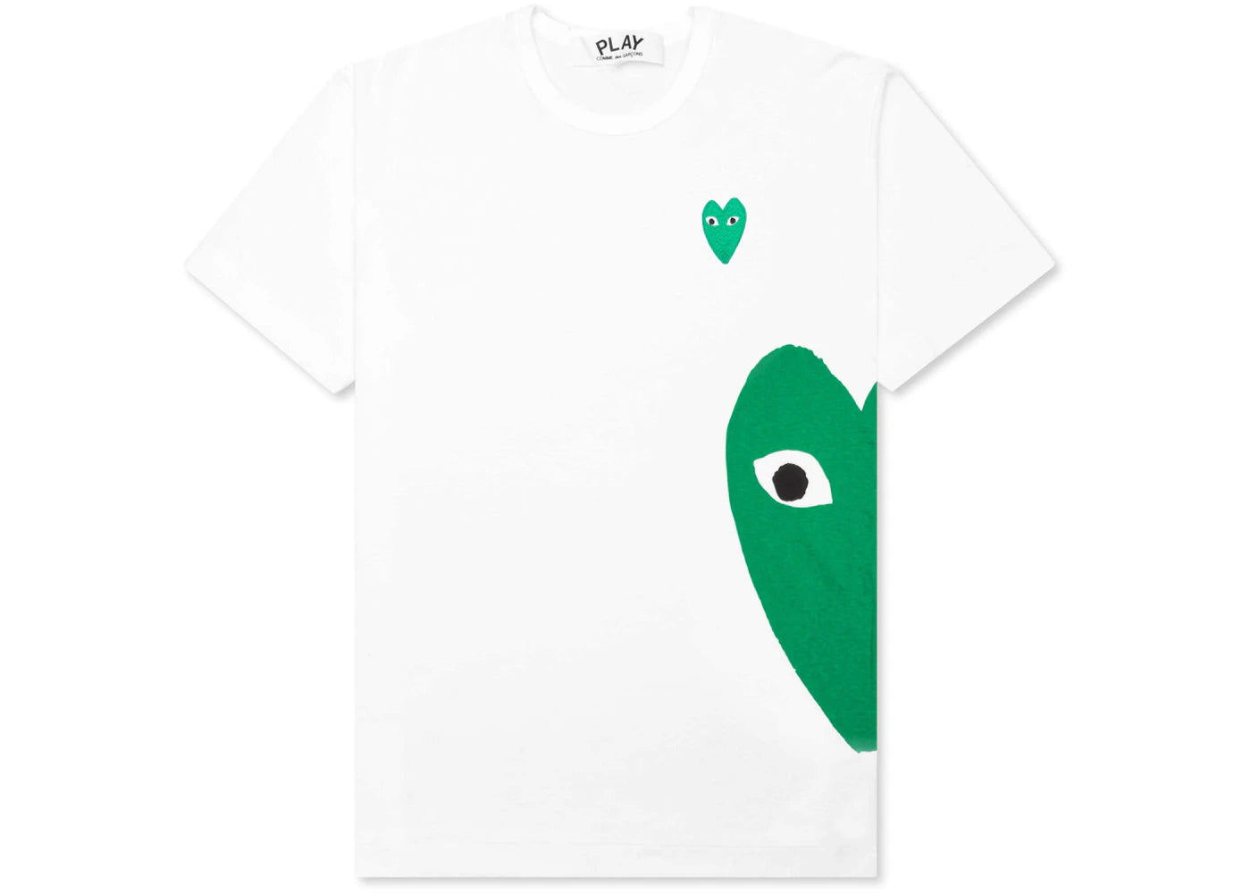 comme des garcons play green emblem heart t-shirt white
