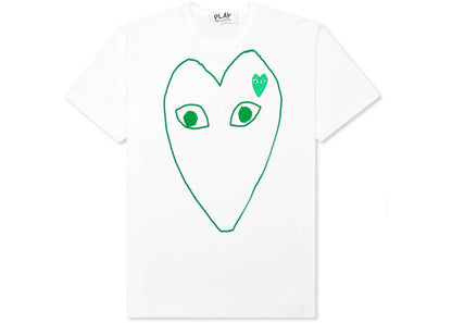 comme des garcons play green emblem outline t-shirt white