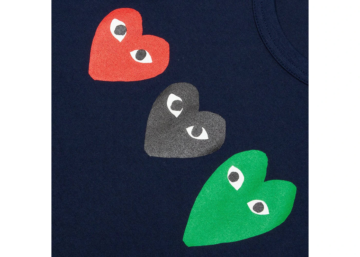 comme des garcons play multi heart t-shirt navy