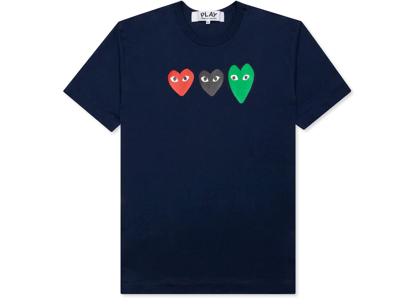 comme des garcons play multi heart t-shirt navy