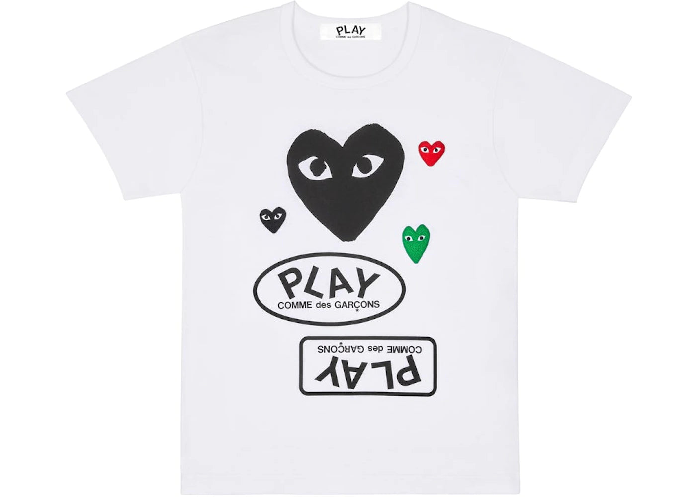 comme des garcons play multi logo black heart t-shirt white