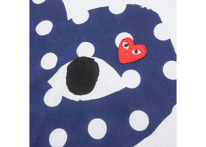 comme des garcons play navy polka dot full heart t-shirt white