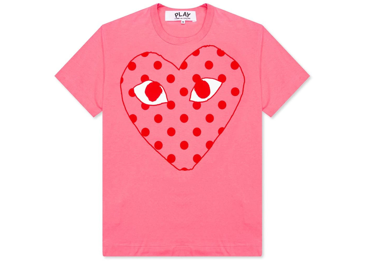 comme des garcons play pastelle polka dot red heart t-shirt pink