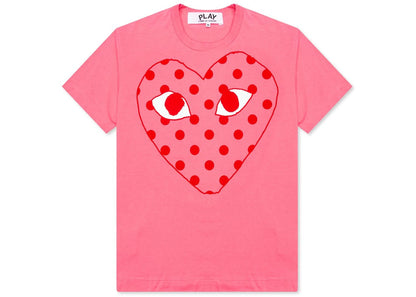 comme des garcons play pastelle polka dot red heart t-shirt pink