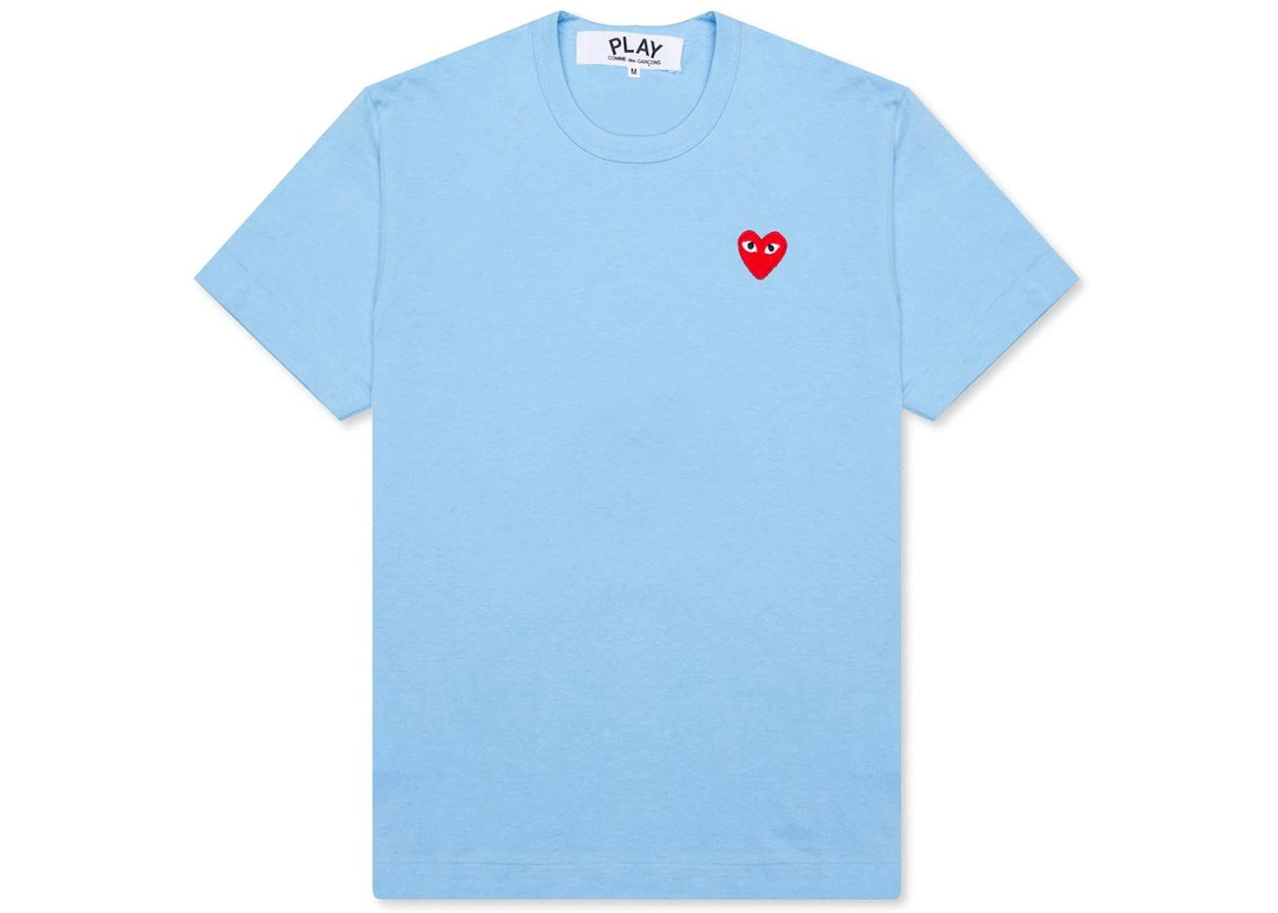 comme des garcons play pastelle red emblem t-shirt blue