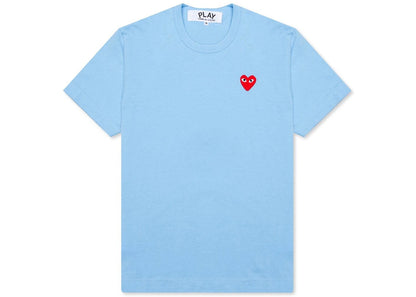 comme des garcons play pastelle red emblem t-shirt blue