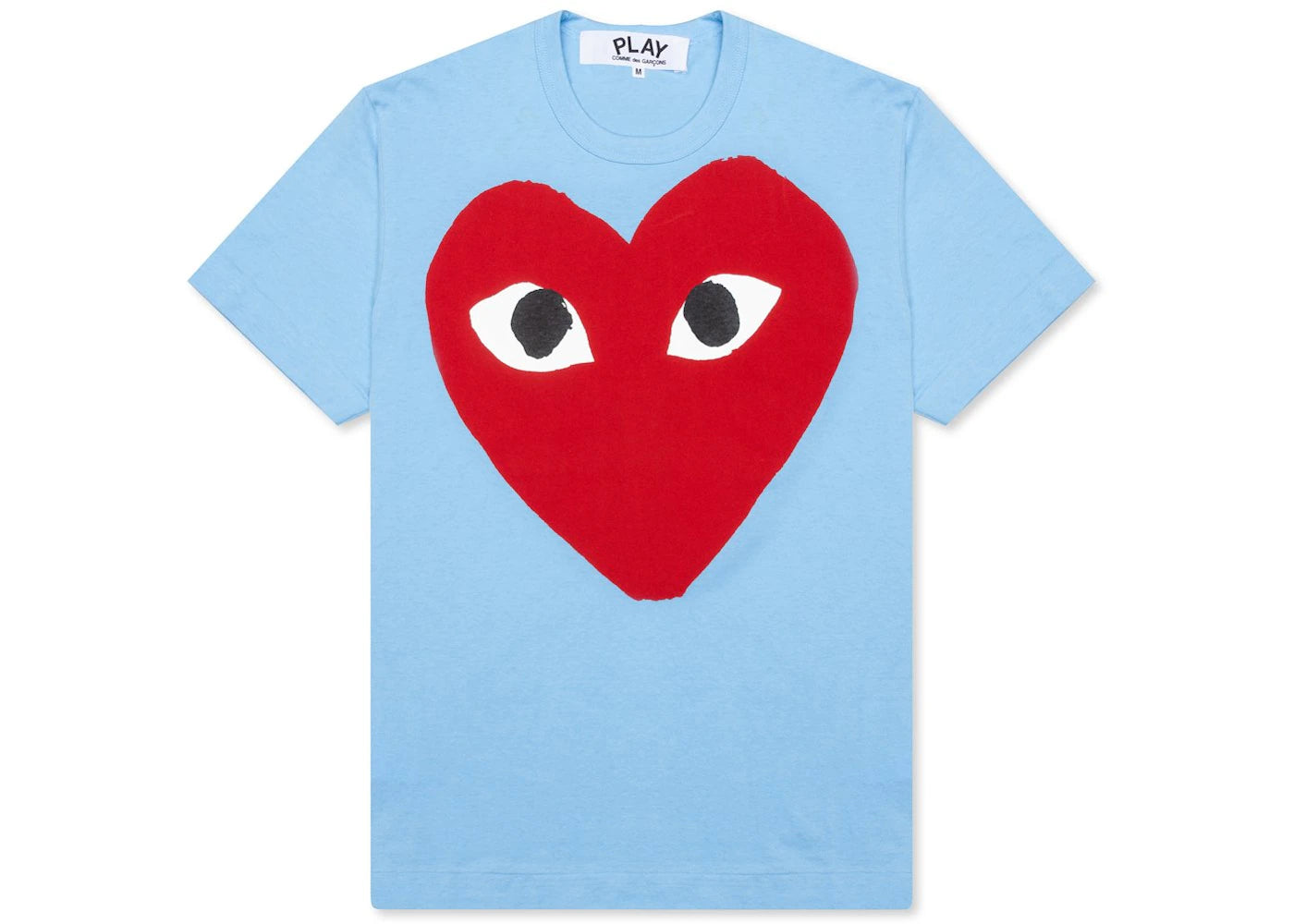 comme des garcons play pastelle red heart t-shirt blue