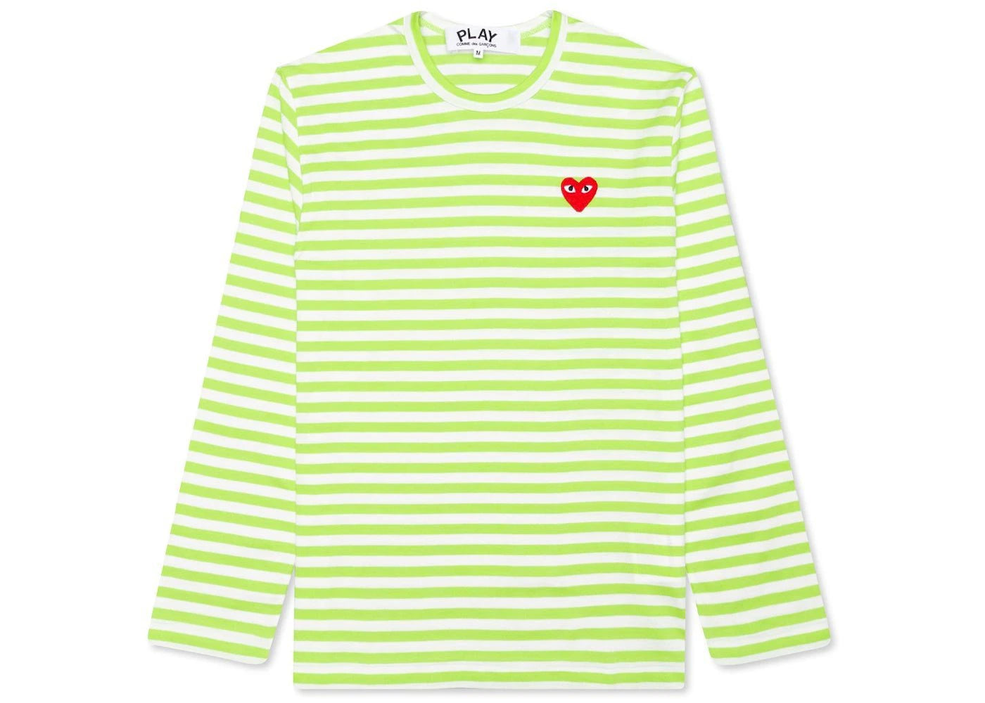 comme des garcons play pastelle striped l/s t-shirt green/white