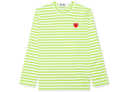 comme des garcons play pastelle striped l/s t-shirt green/white