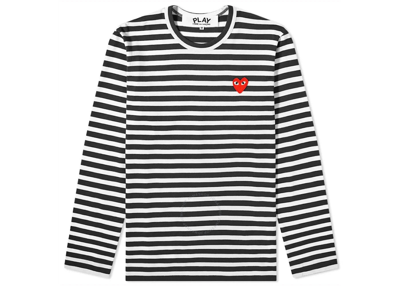 comme des garcons play striped l/s t-shirt black/white