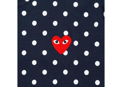comme des garcons play polka dot l/s t-shirt navy