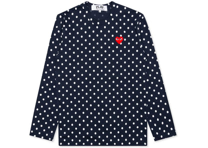 comme des garcons play polka dot l/s t-shirt navy
