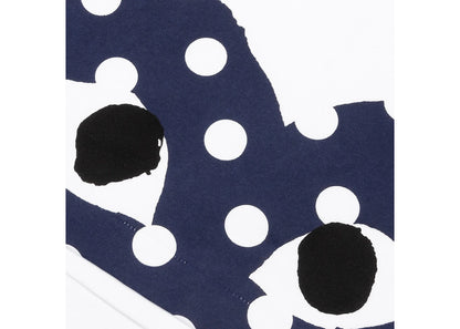comme des garcons play polka dot navy half heart t-shirt white
