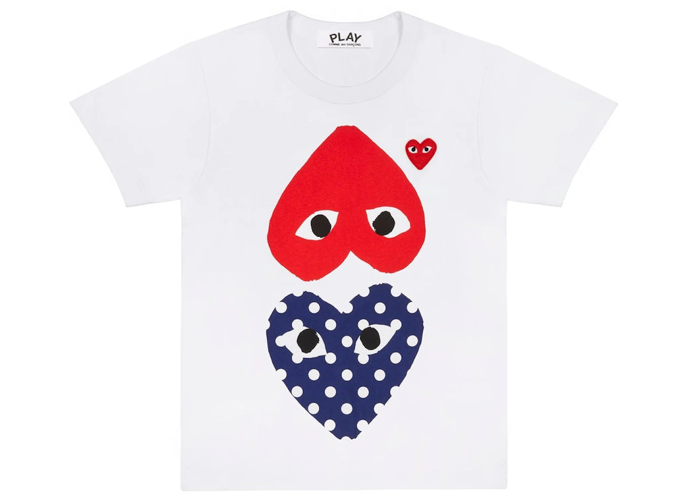 comme des garcons play polka dot with upside down heart t-shirt white