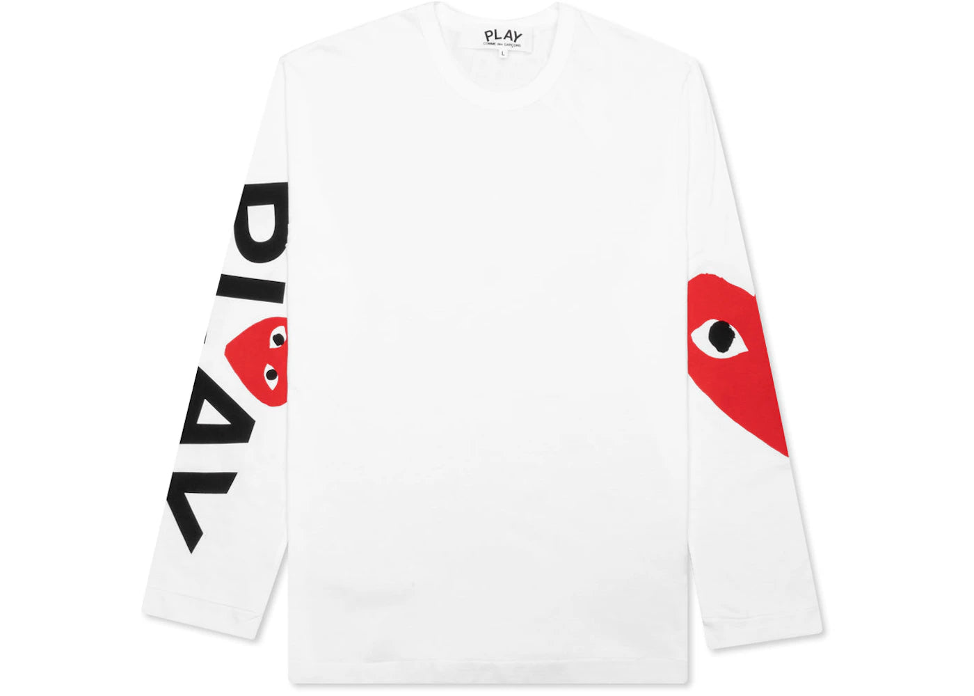 comme des garcons play red big heart l/s t-shirt white