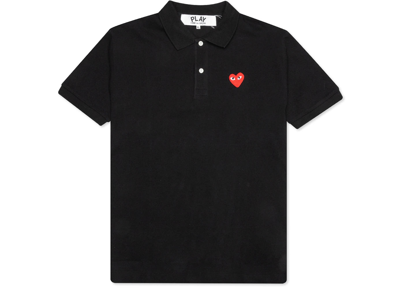 comme des garcons play red emblem polo black