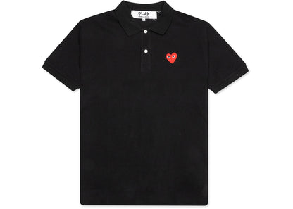 comme des garcons play red emblem polo black