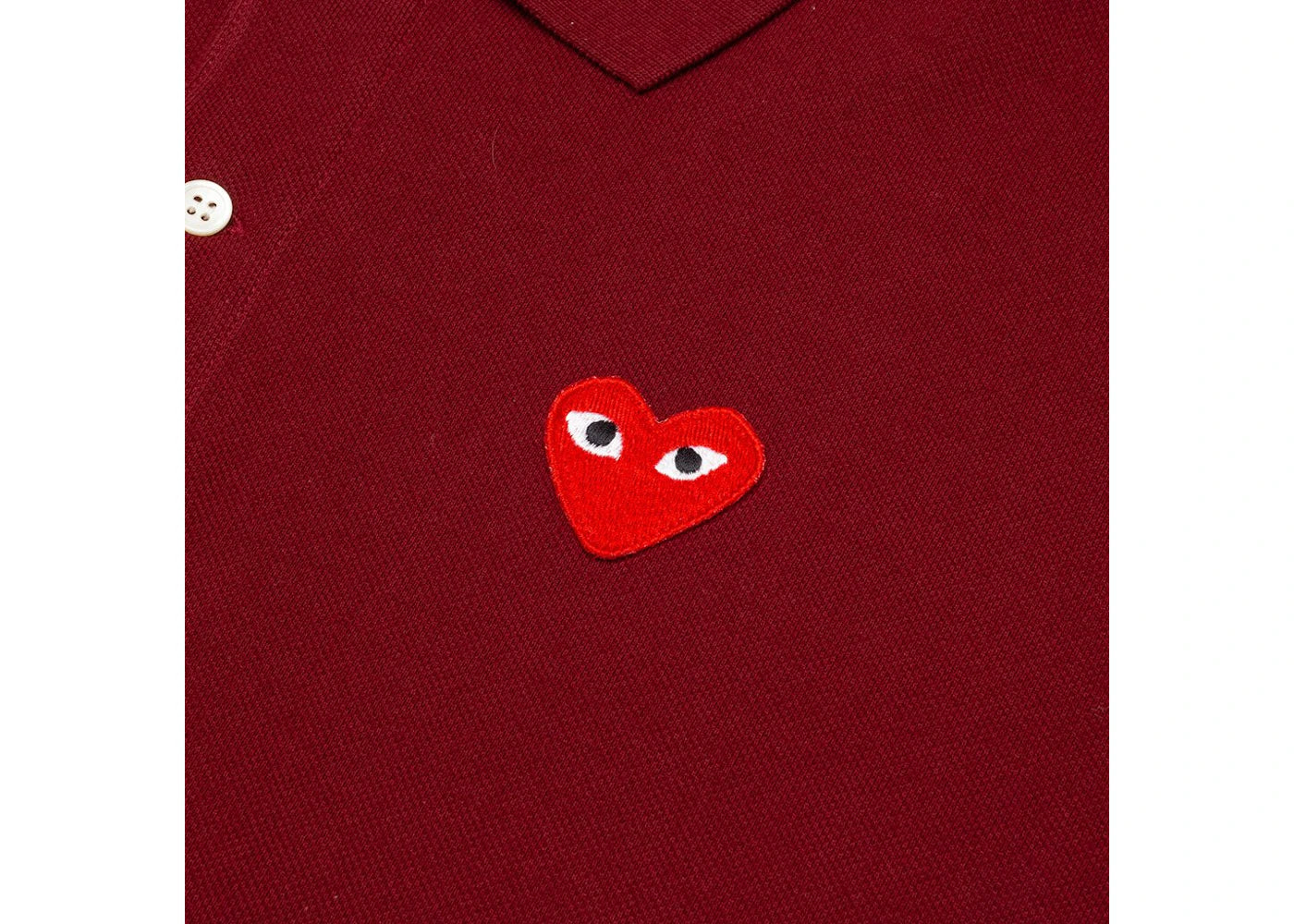 comme des garcons play red emblem polo burgundy