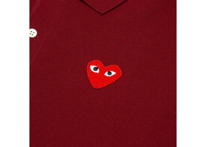 comme des garcons play red emblem polo burgundy