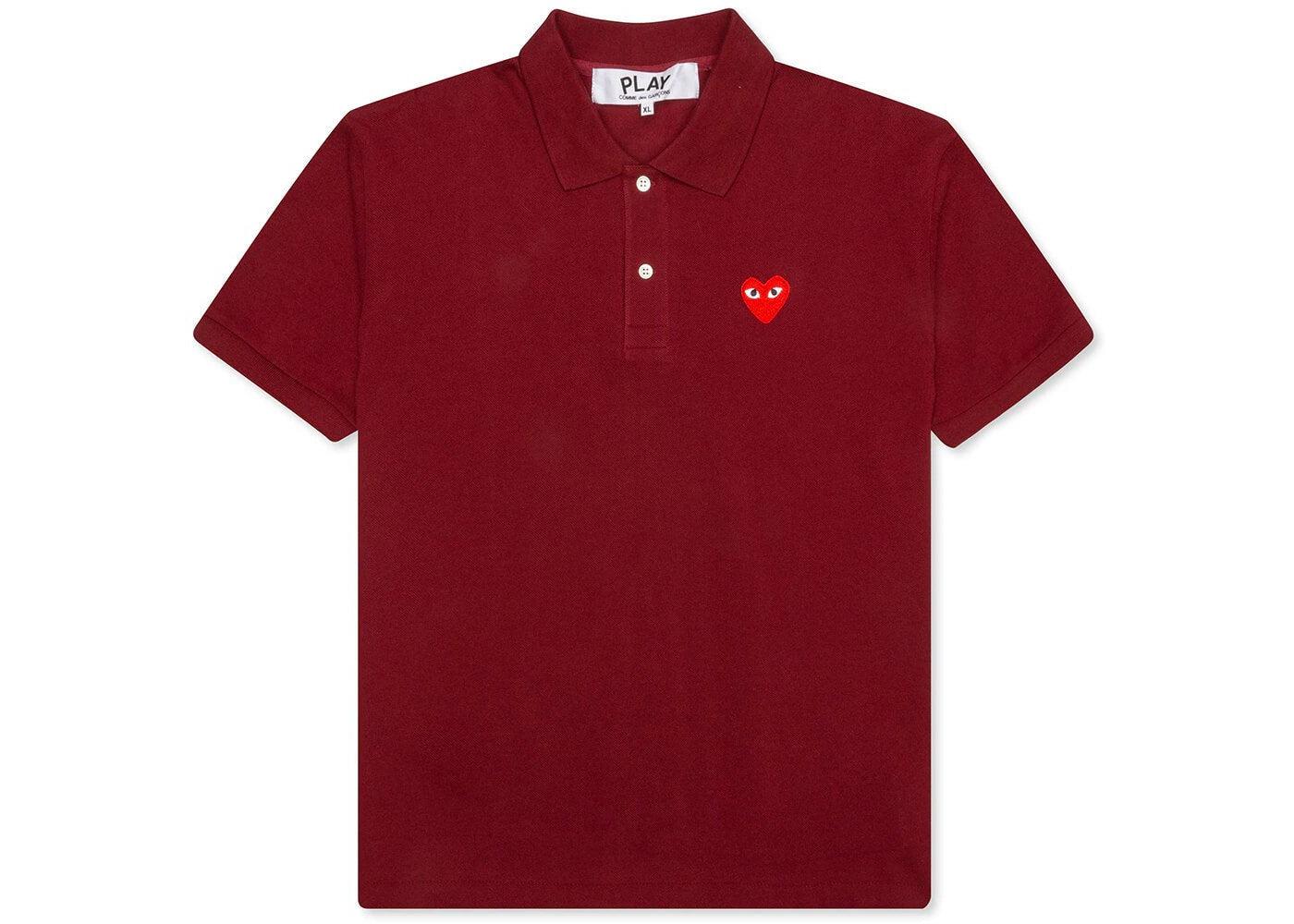 comme des garcons play red emblem polo burgundy