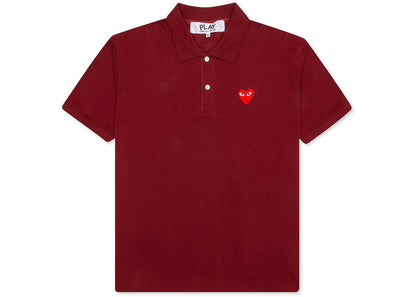 comme des garcons play red emblem polo burgundy