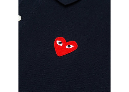 comme des garcons play red emblem polo navy