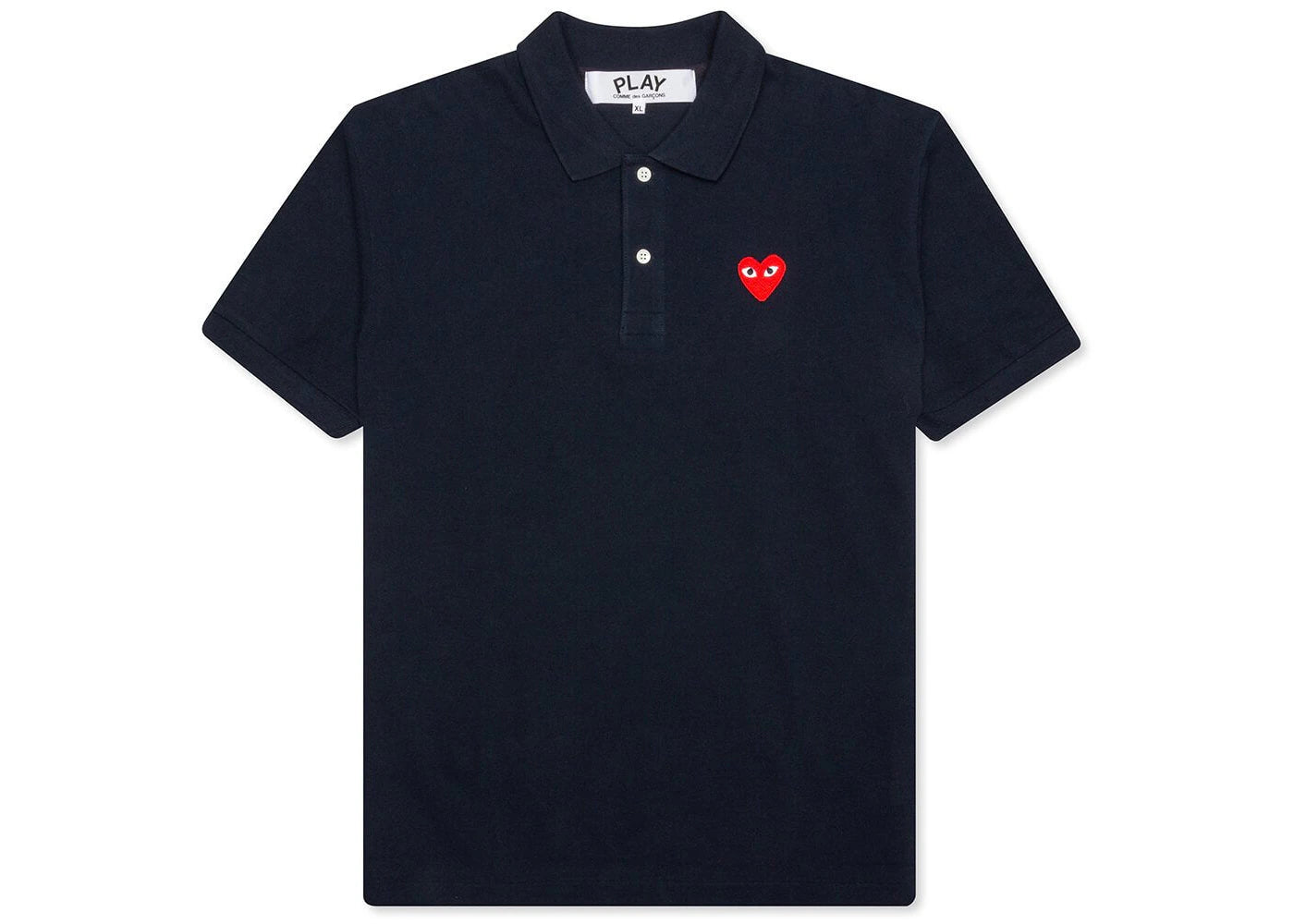 comme des garcons play red emblem polo navy