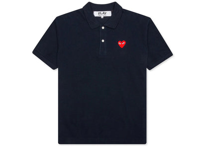 comme des garcons play red emblem polo navy