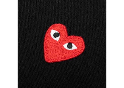 comme des garcons play red heart hoodie black