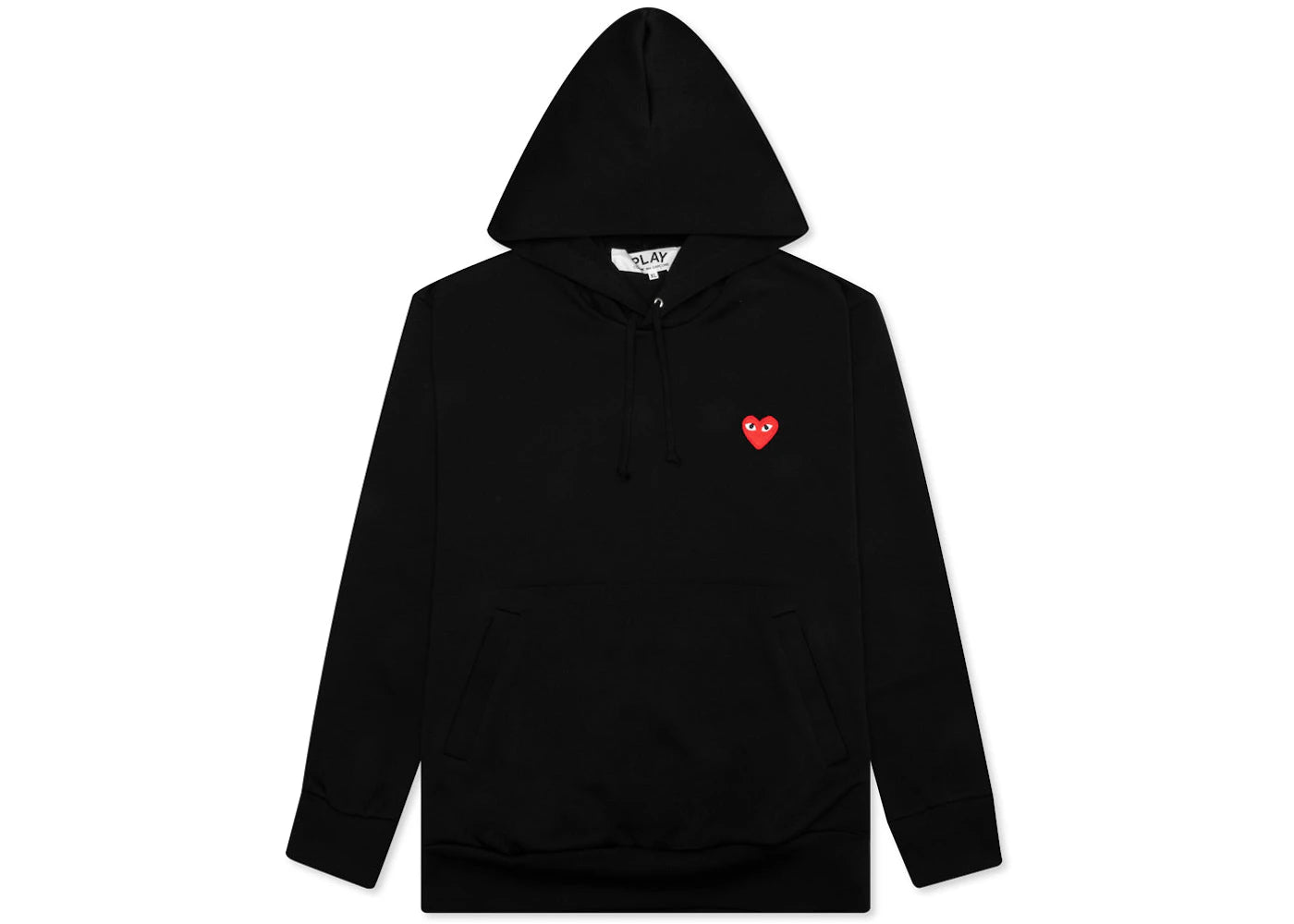 comme des garcons play red heart hoodie black