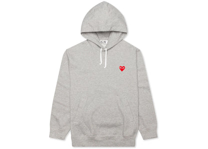 comme des garcons play red heart hoodie grey