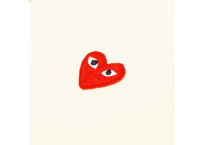 comme des garcons play red heart hoodie ivory